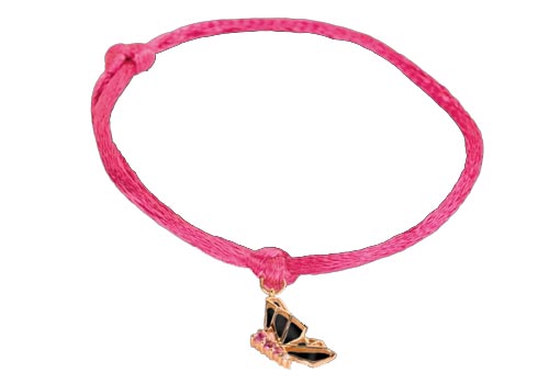 Butterflies of hope pink silk bracelet from Dubai-based jewelry designer Lana Al Kamal